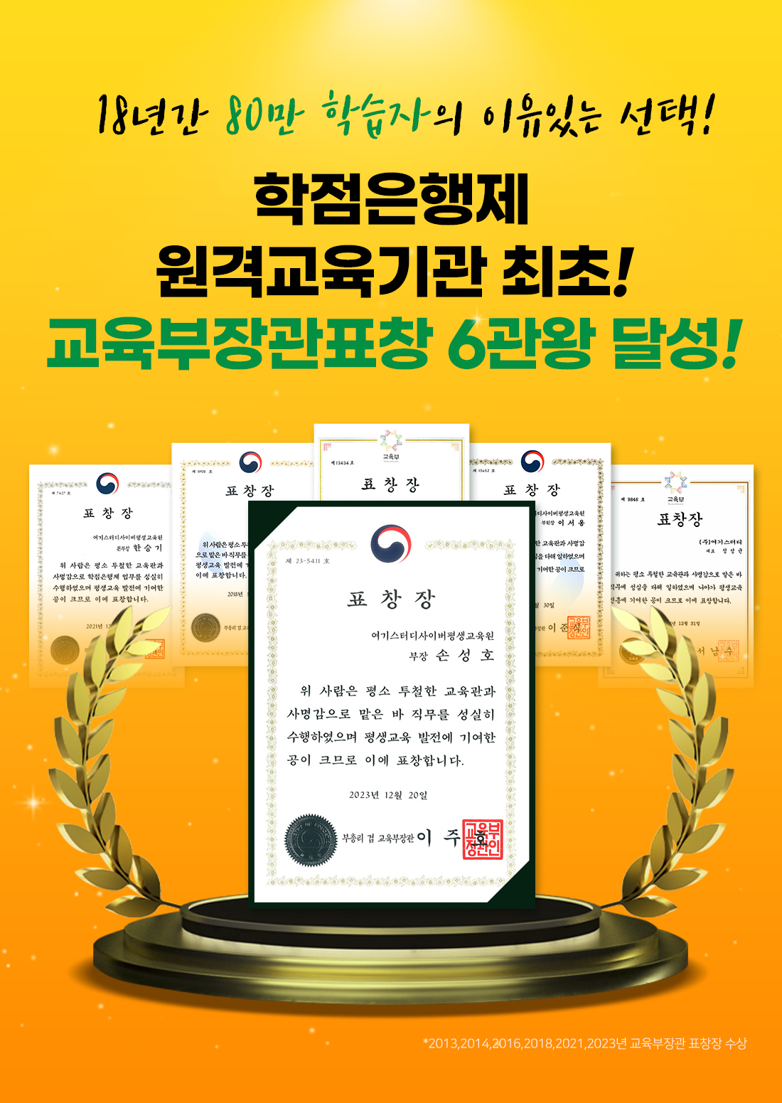 교육부장관표창 6관왕 달성
